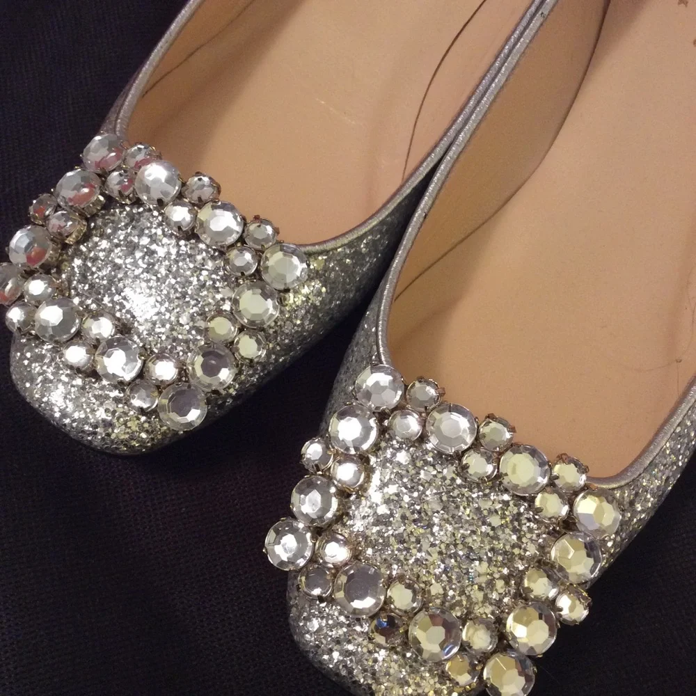 RARE Kate spade Norella Crystal buckle glitter flat